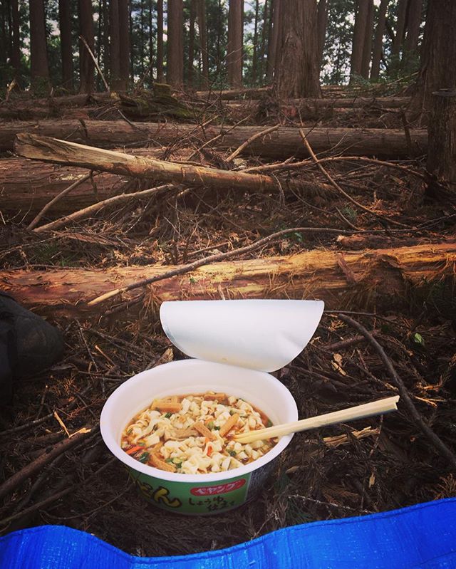 #今日のランチ #おにぎり忘れて #カップラーメン だけ(T ^ T)#全然足りないw・・#枝打ち #奥多摩町 #サラメシ #ペヤング #林業